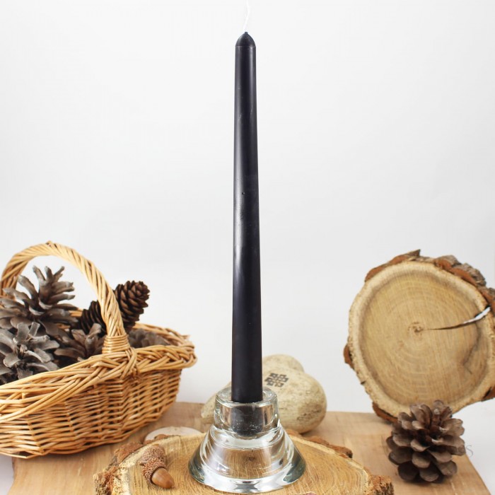 Bougie noire (25cm) - Spéciale rituel, artisanale, en cire végétale de colza