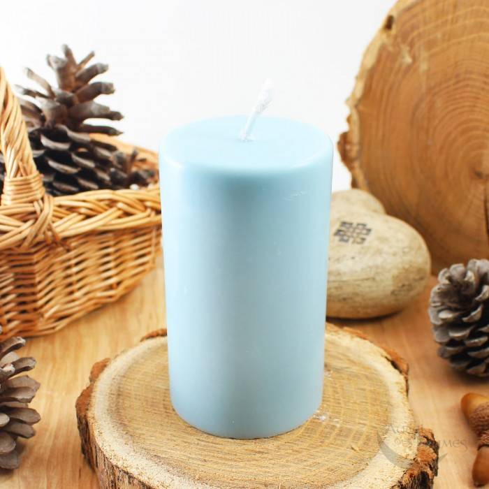 Bougie bleu clair (25cm) - Spéciale rituel, artisanale, en cire végétale de  colza