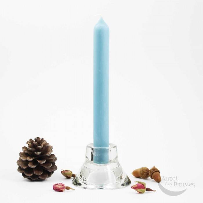 Bougie bleu clair (25cm) - Spéciale rituel, artisanale, en cire végétale de  colza
