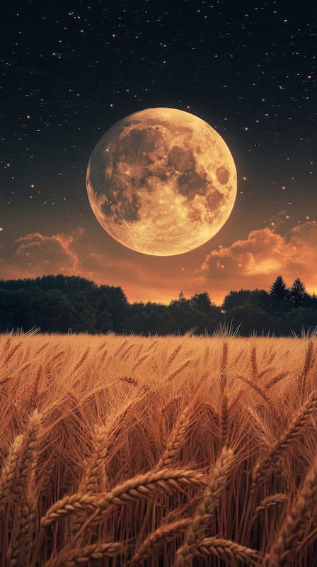 Pleine lune des moissons en septembre 2025 Pleine lune au dessus d'un champ de maïs
