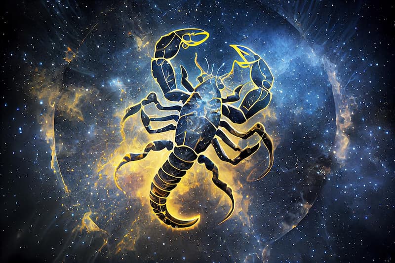 Signe astrologique du scorpion dans le ciel pour la pleine lune du mois d'avril 2024